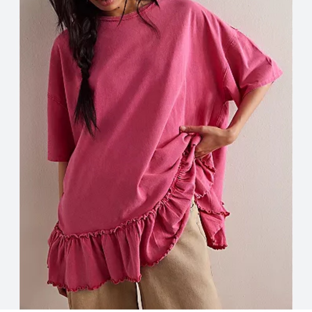 Free People Why Yes Oversized Ruffle Top